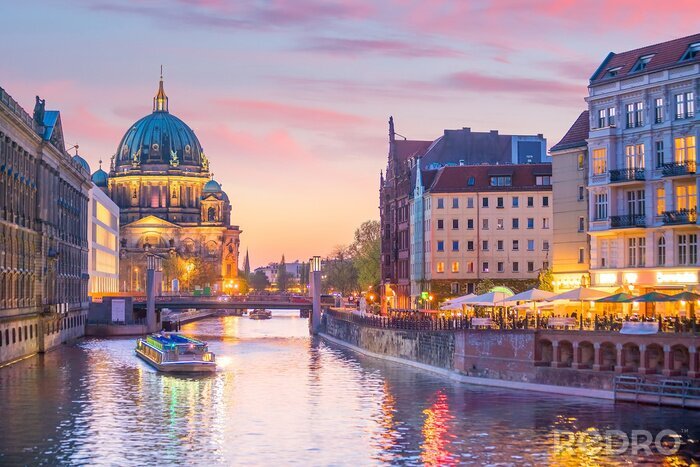 Tableau  Rivière de Berlin et coucher de soleil