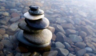 Tableau  Roches de équilibrage zen sur cailloux recouverts d'eau