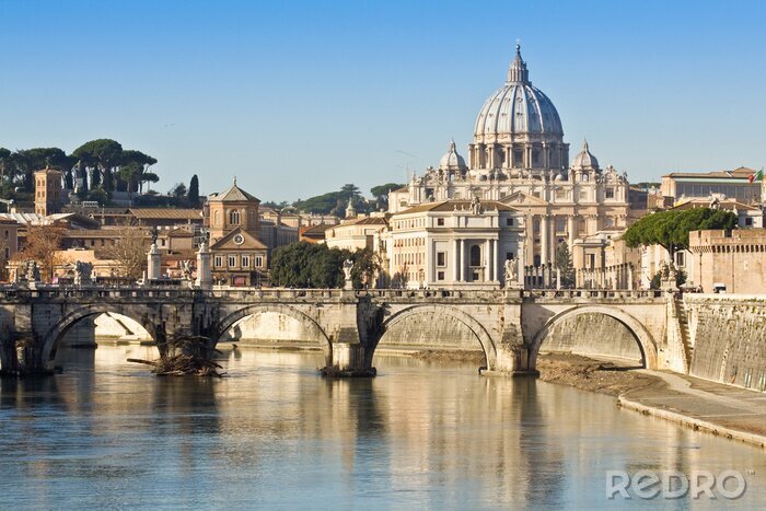 Tableau  Rome et vue sur la basilique