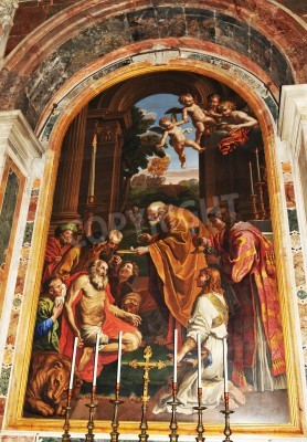 Tableau  Rome, Italie - 28 mars 2012: Détail de la mosaïque de la Renaissance à l'intérieur de la basilique de San Pietro (Saint Pierre) au Vatican, Rome