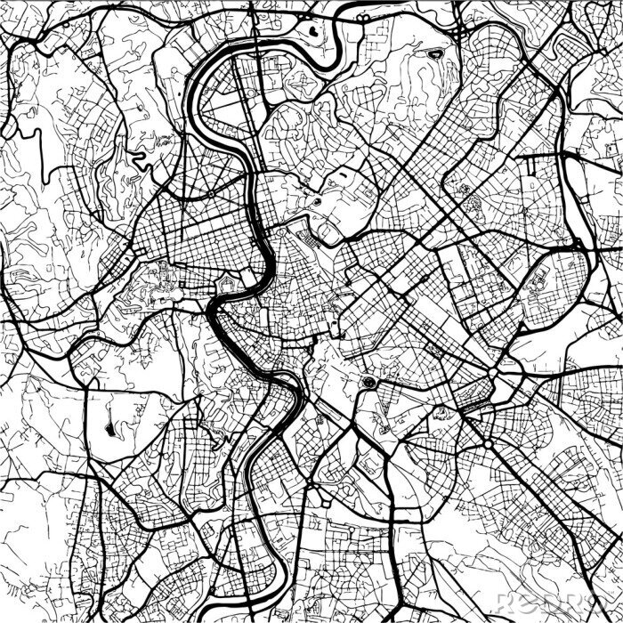 Tableau  Rome, Italie, Monochrome Carte Plan du site