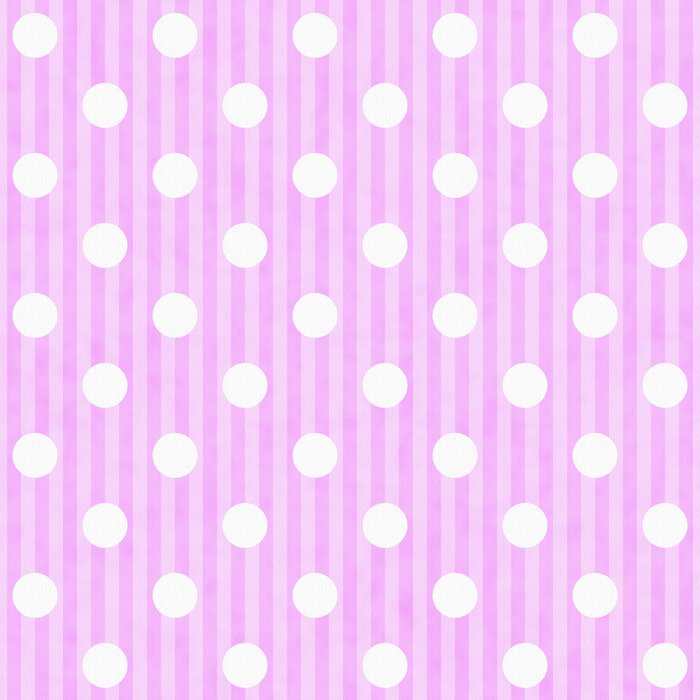 Tableau  Rose et blanc à pois et rayures Tissu de fond