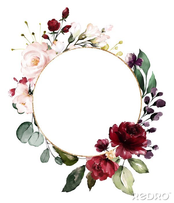 Tableau  Roses carmin sur une couronne bohème