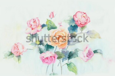 Tableau  Roses peintes à l'aquarelle