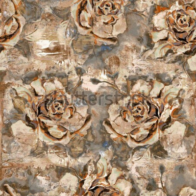 Tableau  Roses rétro dans les tons de marron