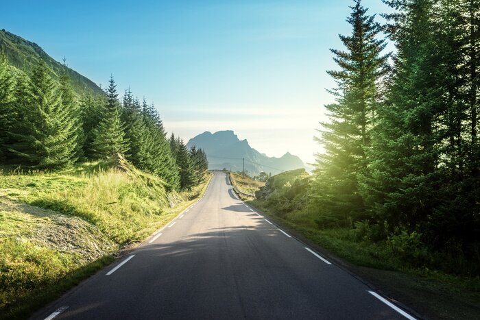 Tableau  Route goudronnée dans les montagnes