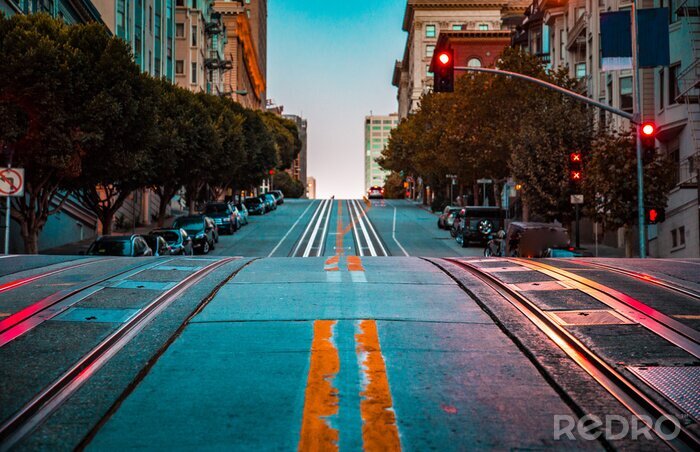 Tableau  Rue de Californie à l'aube, San Francisco, Californie, USA