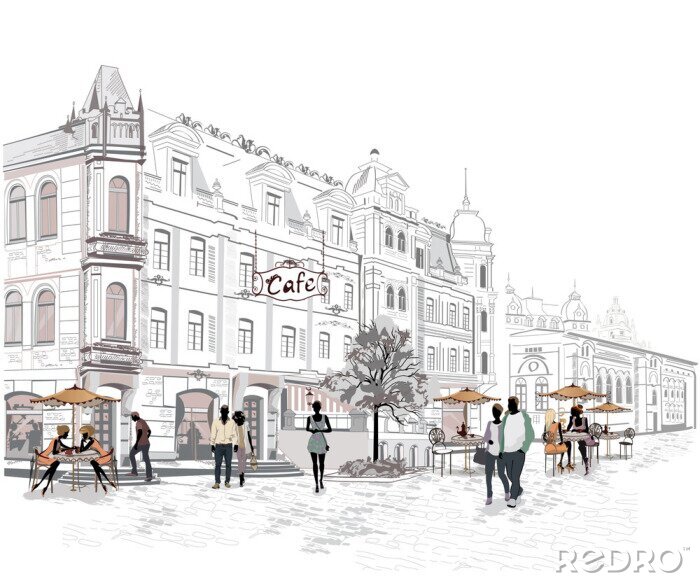 Tableau  Rue peinte et passants