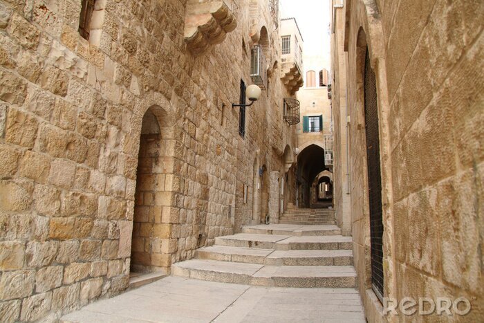 Tableau  Ruelle et escalier à Jérusalem