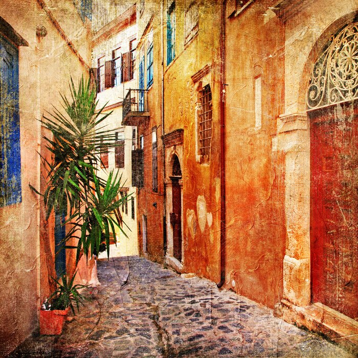 Tableau  Ruelle peinte colorée Grèce