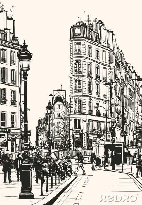 Tableau  Ruelles à Paris en noir et blanc