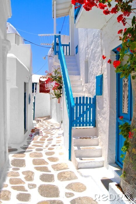 Tableau  Ruelles blanches village grec