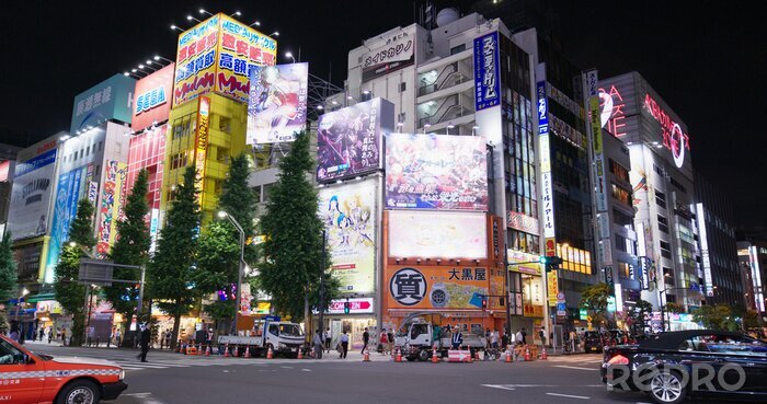 Tableau  Rues illuminées de Tokyo la nuit