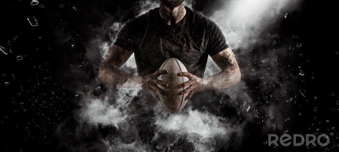 Tableau  Rugby player in action on dark