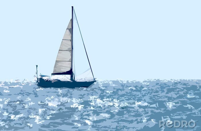 Tableau  Sailboat on the sea illustration