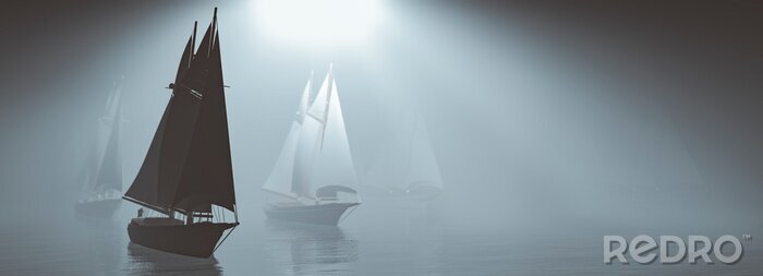 Tableau  sailboat sailing in the sea
