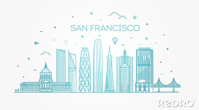 Tableau  San Francisco city skyline vector background