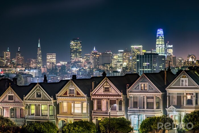 Tableau  San Francisco la nuit depuis la banlieue