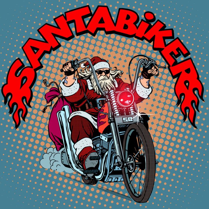 Tableau  Santa Claus moto moto cadeaux de Noël