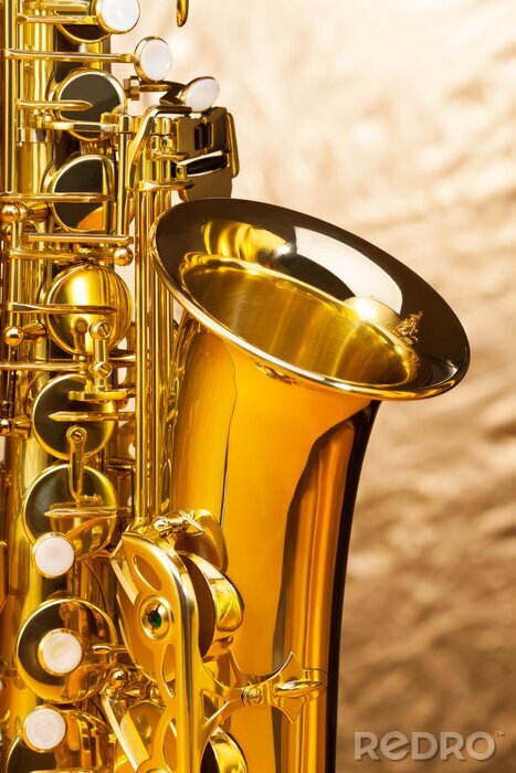 Tableau  Saxophone alto avec les touches sur fond d'argent