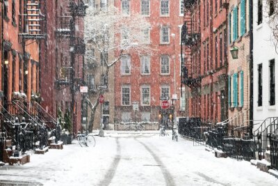 Scène d'hiver enneigé sur Gay Street dans le quartier de Greenwich Village à Manhattan à New York