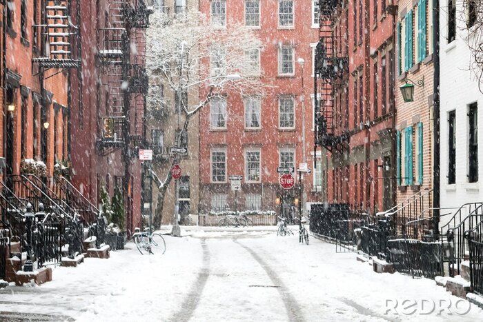 Tableau  Scène d'hiver enneigé sur Gay Street dans le quartier de Greenwich Village à Manhattan à New York