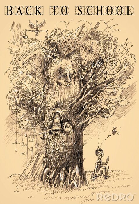 Tableau  Science et ses disciplines sur une illustration ancienne