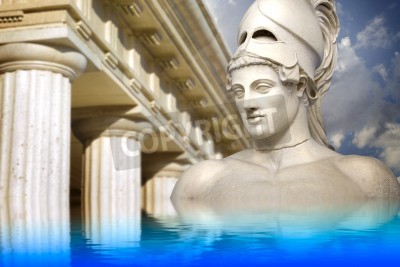 Tableau  Sculpture grecque du général Pericles, l'art grec reflète dans une mer calme.