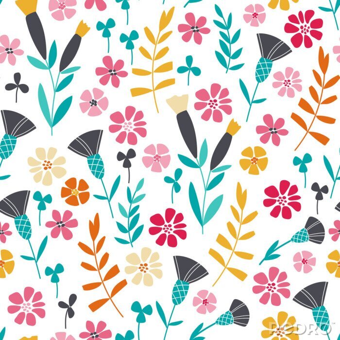 Tableau  Seamless, clair, scandinave, floral, modèle