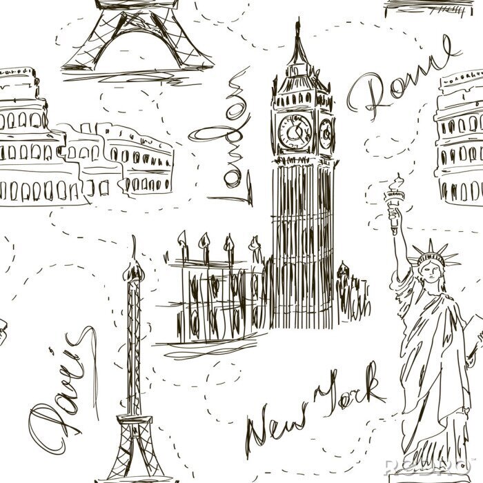 Tableau  Seamless de monuments architecturaux