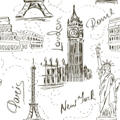 Papier peint à motif  Seamless de monuments architecturaux