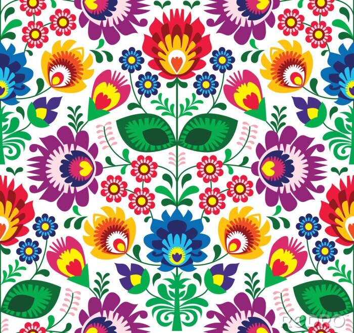 Tableau  Seamless floral traditionnel polonais - ethnique
