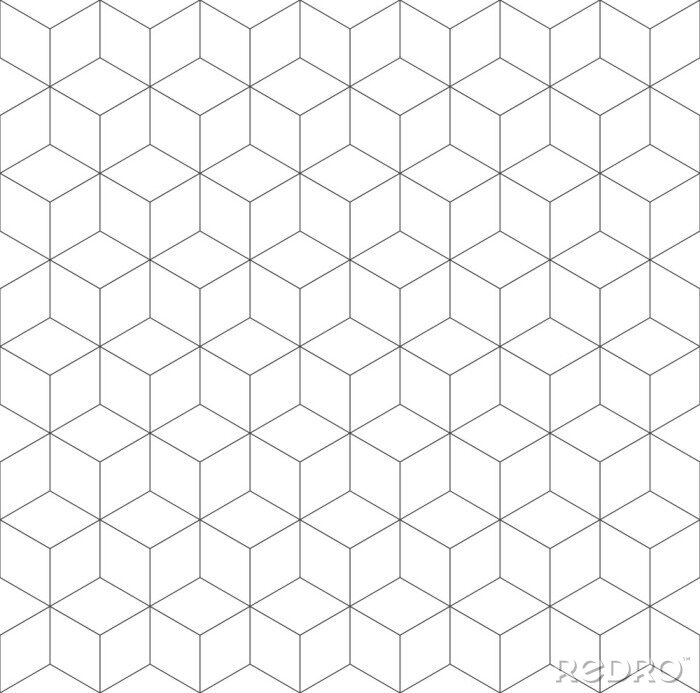 Tableau  Seamless geometric pattern. Cubic hexagon texture. Rhomb mesh background.