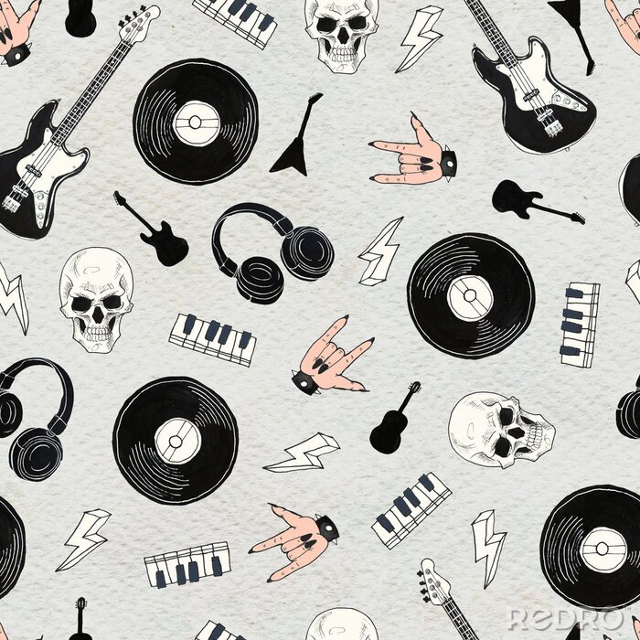 Tableau  Seamless Rock background. Abstract music modern pattern.