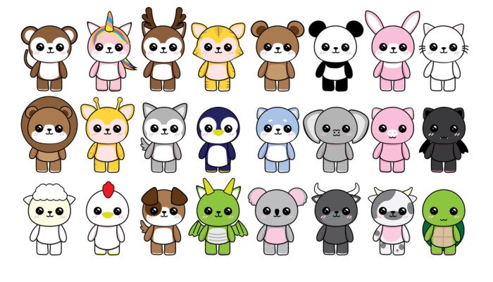 Tableau  Set d'animaux Kawaii