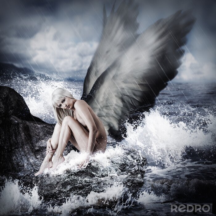 Tableau  Sexy femme blonde avec des ailes d'ange