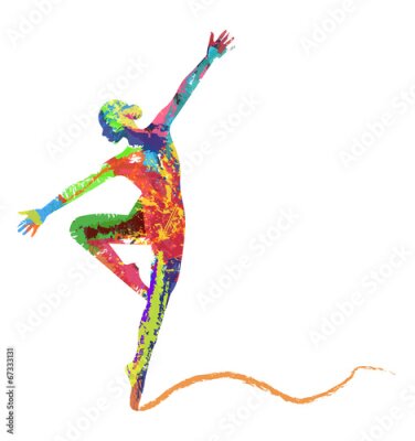 Silhouette abstraite et colorée d'une ballerine