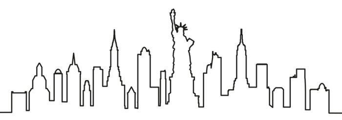Tableau  Silhouette d'une ligne de la ville de New York - vector