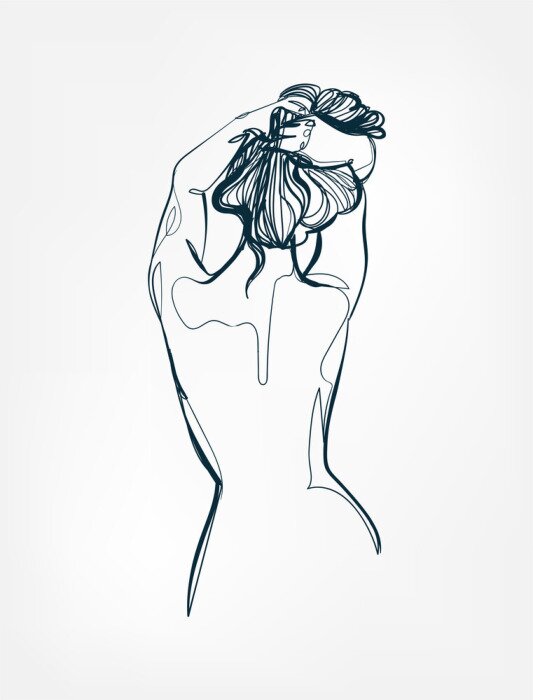 Tableau  Silhouette de femme et style line art