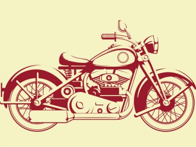Tableau  Silhouette de vieille moto - Voir le profil