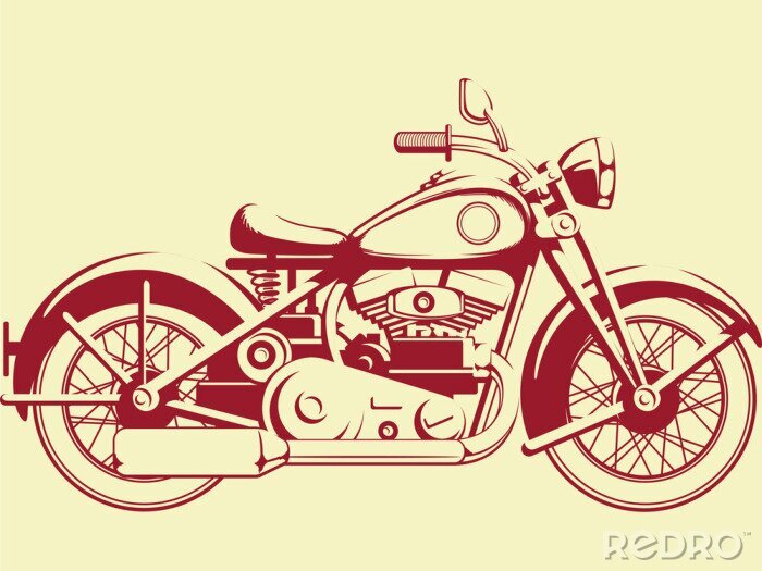 Tableau  Silhouette de vieille moto - Voir le profil