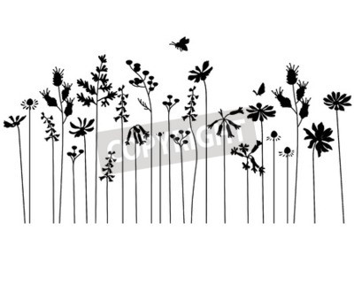 Tableau  Silhouettes noires de fleurs
