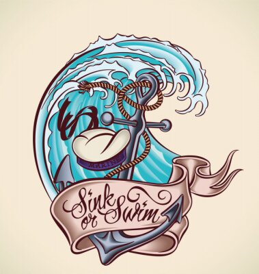 Tableau  Sink or Swim - conception de tatouage
