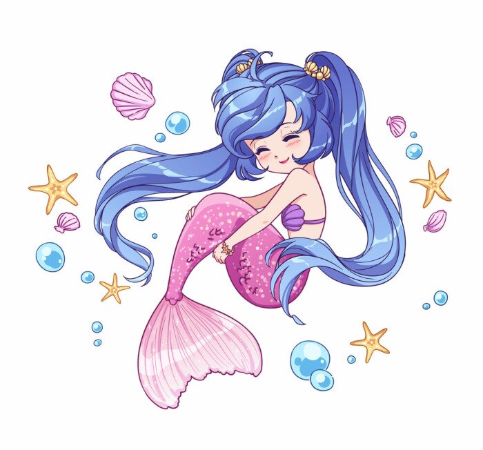 Tableau  Sirène aux cheveux bleus
