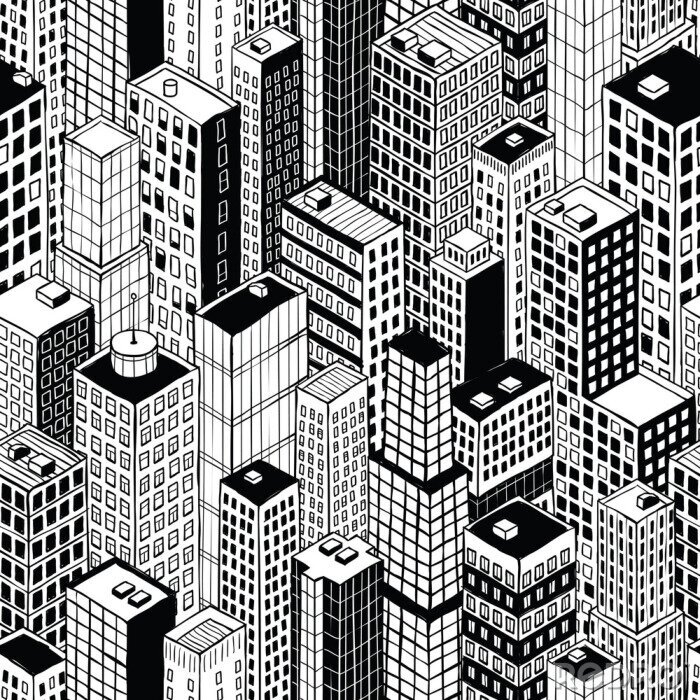 Tableau  Skyscraper City Seamless Pattern - petit
