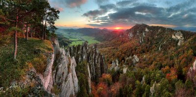 Tableau  Slovaquie paysage de forêt de montagne à l'automne, Sulov