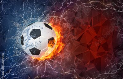 Soccer ball in fire and water