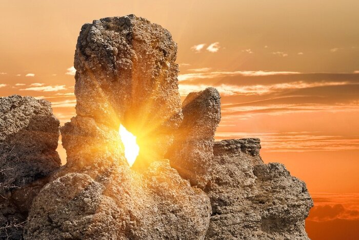 Tableau  Soleil entre les rochers