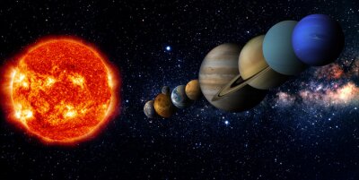 Soleil rouge et planètes