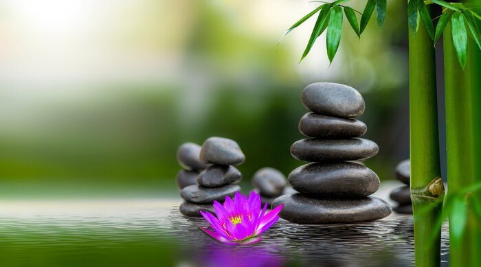 Tableau  Spa massage, natural alternative treatment (Hot stone massage)